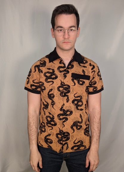 The Esoteric Snake Knit Button Up - Sleepy Peach