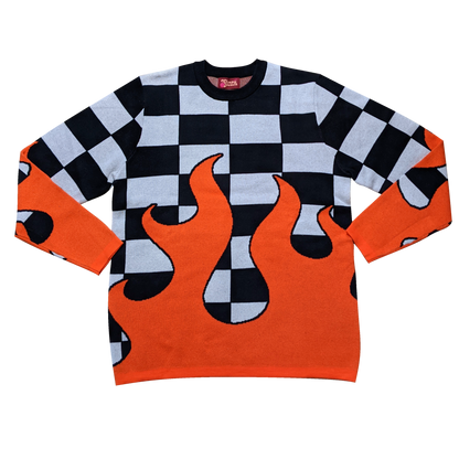 The Checkers on Fire Sweater - Sleepy Peach