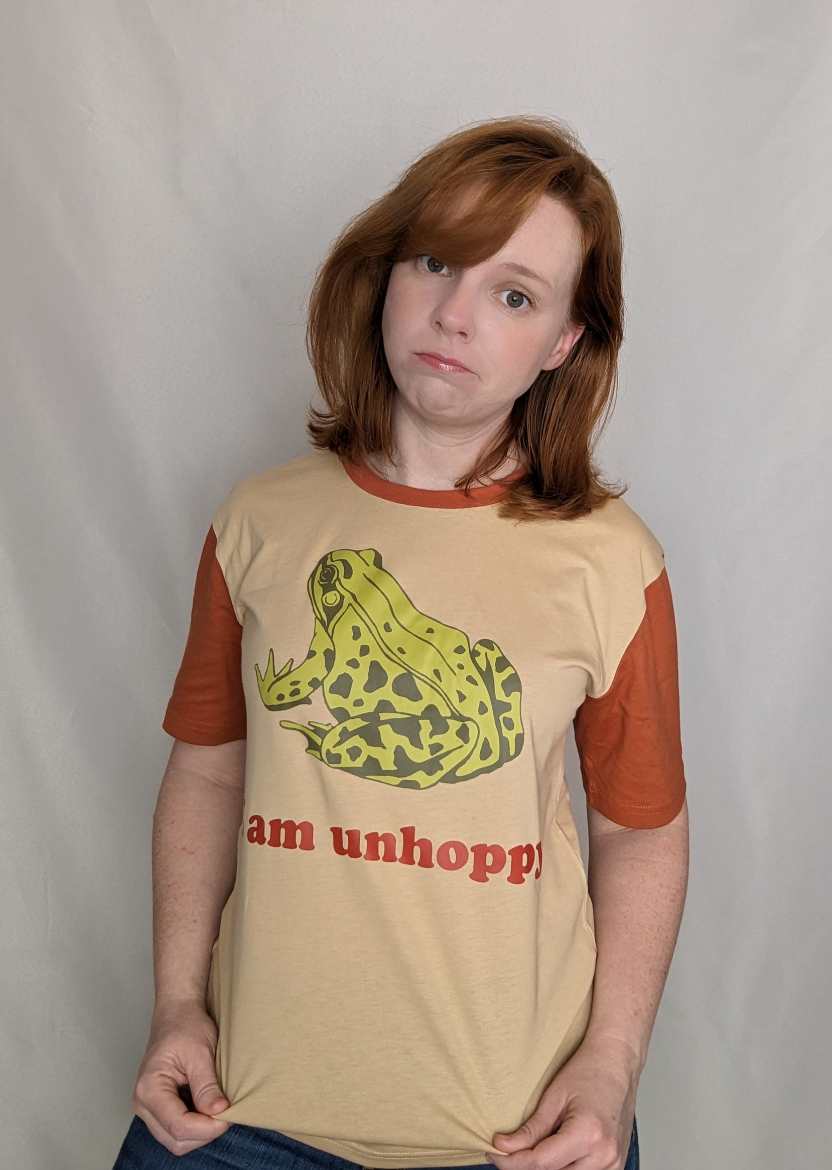 The I Am Unhoppy Frog Shirt - Sleepy Peach